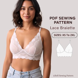 Lace bralette sewing Pattern  | DIY Lingerie PDF Pattern for Women| sizes (XS- 2XL) incluye instructions