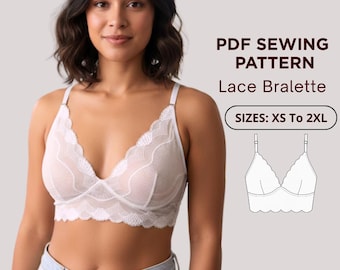 Lace Bralette Sewing pattern| bra sewing pattern| sizes (XS- 2XL) | include instructions guide