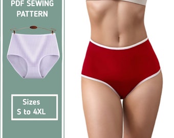 Clasic Panty Sewing Pattern | easy Sewing Underware pattern| hight waist briefs Patterns|Sizes (S to 4XL) | Include Instructions