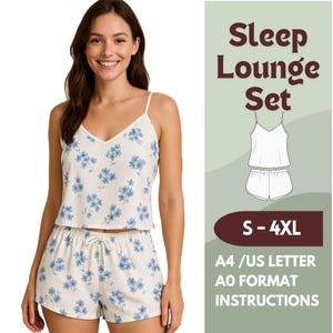 Satin Cami and Shorts Pajama Set Sewing Pattern – PDF Sleepwear Pattern for Women, Beginner Friendly, Include Instructions
