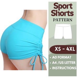 Sport Shorts pattern | DIY Sports Shorts |Sportwear  Patterns |Swimsuit with side ties | sizes XS to 4XL| Include instructions.