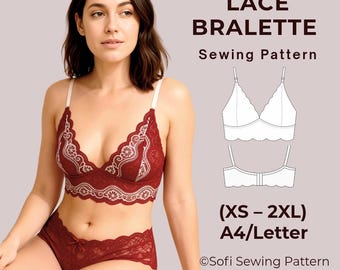 Lace Bralette Sewing pattern| bra sewing pattern| sizes (XS- 2XL) | include instructions guide