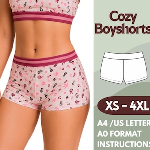 Boyshort Panty Sewing Pattern - Lace Waist Underwear  - DIY Lingerie Pattern - XS-4XL - A4, US Letter - Sewing Instructions