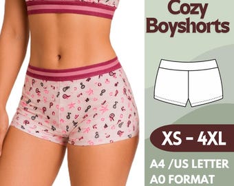 Boyshort Panty Sewing Pattern - Lace Waist Underwear  - DIY Lingerie Pattern - XS-4XL - A4, US Letter - Sewing Instructions