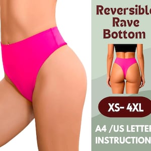 Reversible Rave Bikini Bottom Sewing Pattern | Cheeky Thong for Pole Dance & Swimwear | PDF Pattern XS-4XL | A4 + US Letter