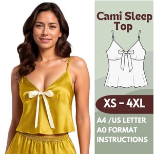 Padrão de costura para camisola de dormir XS-4XL | PDF Top de pijama com alças ajustáveis | Inclui instruções | Carta A0 A4 EUA