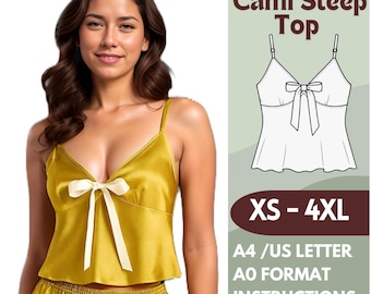 Sleep Camisole Sewing Pattern XS-4XL | PDF Pajama Top with Adjustable Straps | Include Instructions  | A0 A4 US Letter