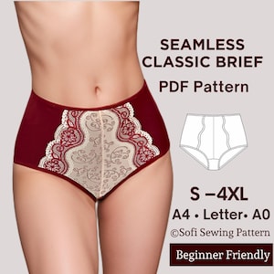 Classic Panty Sewing Pattern | High Waist Underwear PDF | No Visible Seams | DIY Lingerie Pattern | Sizes S-4XL