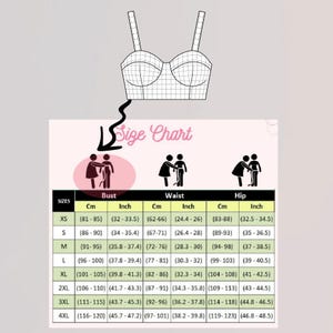 Size Chart Bustier Crop Top