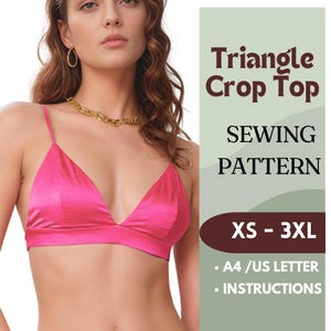 Bralette-Schnittmuster – Triangel-Bralette-Top PDF – Dessous-Schnittmuster für Damen – Einfaches BH-Muster – Größen XS-4XL – A4, Letter