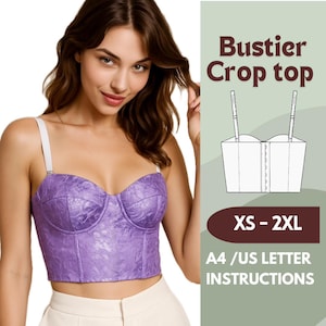 Bustier Sewing Pattern PDF | Corset Top Sewing Pattern | DIY Structured Crop Top | Beginner Friendly | Sizes XS-2XL