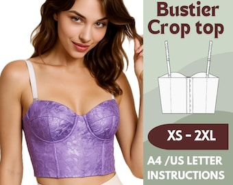 Bustier Sewing Pattern PDF | Corset Top Sewing Pattern | DIY Structured Crop Top | Beginner Friendly | Sizes XS-2XL