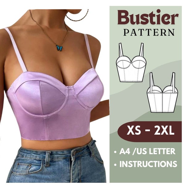 Top-bustier sewing pattern| bodice pattern|Corset pattern|Sizes (XS to 2XL) | Include Instructions