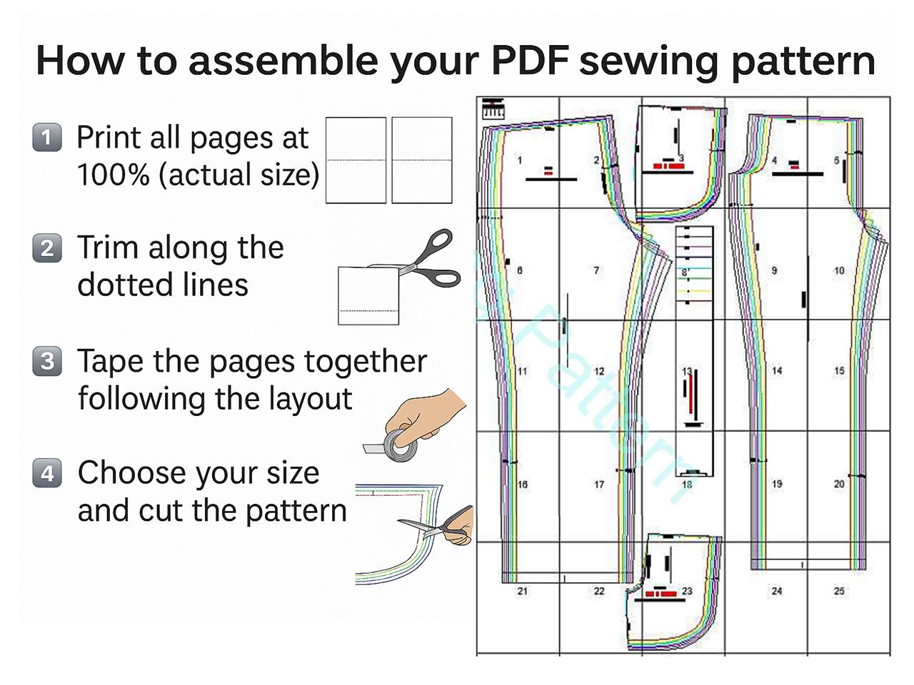 Instant Download PDF Sewing Pattern – Women’s Pajama Set (long Sleeve ...