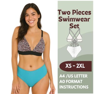 Triangle Bralette & Bikini Bottom Sewing Pattern – PDF Swimwear Set, Beginner Friendly, – Sizes XS-2XL – Digital Download