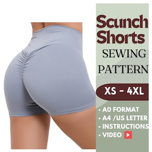 Cheeky gym shorts | Scrunch Booty Shorts Sewing Pattern | High Waist Workout Shorts | DIY Activewear | Sizes XS-4XL | Instructions and Video