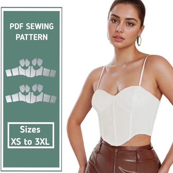 Bustier sewing pattern| bodice pattern|Corset pattern|Sizes (XS to 3XL) | Include Instructions