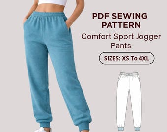 Sporty Jogger PDF Pattern for Women / Sizes XS-3XL / Beginner Friendly Sweatpants Sewing Pattern / A0, A4, Letter