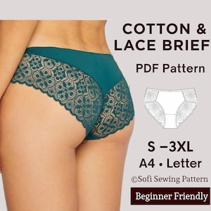 Lace Panty sewing pattern | underwear pattern | seamless panty pattern  | sizes (S a 3XL) | include instructions