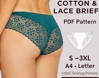 Lace Panty sewing pattern | underwear pattern | seamless panty pattern  | sizes (S a 3XL) | include instructions