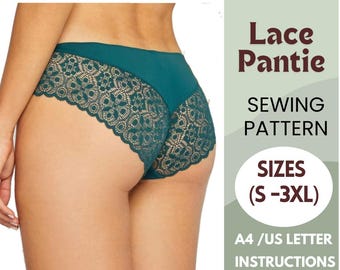 Lace Panty sewing pattern | underwear pattern | seamless panty pattern  | sizes (S a 3XL) | include instructions