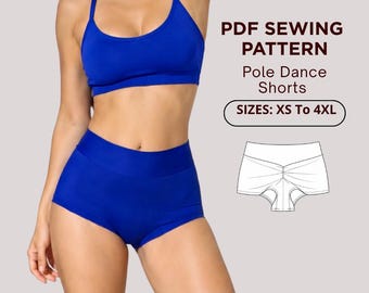 Pole Dance Shorts Sewing Pattern PDF | High Waist | XS-4X | Step-by-Step Tutorial | Instant Download