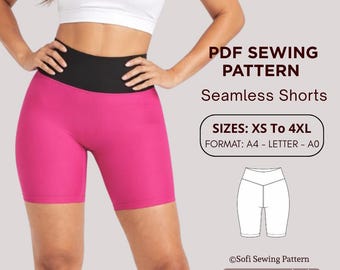 Biker Shorts Sewing Pattern PDF, Mid Thigh Workout Shorts with Gusset, Anti Chafing Sports Shorts, Sizes XS–4XL