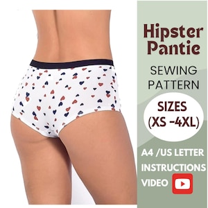 Hipster Panties Sewing Pattern | No Leg Elastic Underwear PDF | Comfortable Stretch Panty | DIY Lingerie XS-4XL
