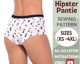Boyshort Sewing Pattern | Pantie Sewing Pattern | woman underwear pattern | Sizes (XS to 4XL) | Include Instructions and video