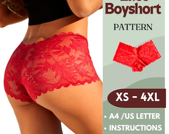 Stretch Lace Boyshort Sewing Pattern | Cheeky Panty PDF | Beginner-Friendly Lingerie DIY | Sizes XS–4XL