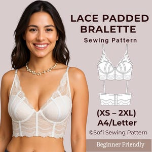 Schnittmuster für ein Spitzen-Bralette mit Cups | DIY-Dessous-PDF-Schnittmuster für Damen | Größen (XS–2XL) inklusive Anleitung und Video