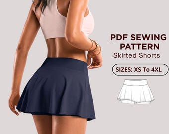 Skirted Shorts Sewing Pattern PDF | Skort Sewing Pattern XS–4XL | Women’s Flared Skirt Shorts | Instant Download