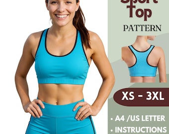 Sport Top Sewing Pattern | Athletic Tank PDF for Women | Sizes XS-3XL | Digital Download | A4 & US Letter | Workout Crop Top Pattern