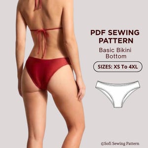 Bikini-Schnittmuster mit hohem Beinausschnitt, Größen XS–4XL | Brasilianisches Bikinihöschen | PDF-Schnittmuster für Badeanzug