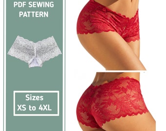 Lace Boyshort Sewing Pattern | Pantie Sewing Pattern | Lace lingerie pattern | Sizes (XS to 4XL) | Include Instructions