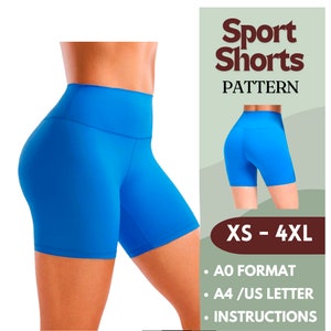 Sport Shorts Naai Patroon - Hoge Taille Biker Shorts - Workout Shorts Patroon - XS-4XL - A4, US Letter, A0 - DIY Activewear