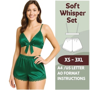 Triangle Top and Shorts Pajama Set Sewing Pattern – PDF Sleepwear Pattern for Women, Beginner Friendly, Include Instructions