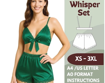 Triangle Top and Shorts Pajama Set Sewing Pattern – PDF Sleepwear Pattern for Women, Beginner Friendly, Include Instructions