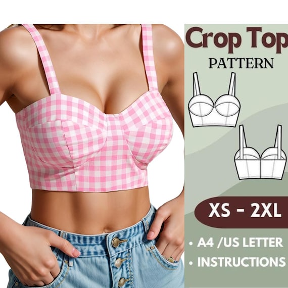 Bustier Crop Top Sewing Pattern | PDF Fitted Crop Top | No Foam No Underwire | DIY Summer Top | Sizes XS-2XL