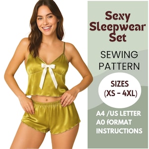 Sleepwear Sewing Pattern | Camisole & Shorts | Loungewear PDF Pattern XS-4XL | Pajama DIY | include Instructions