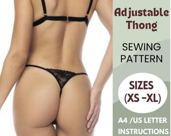 Adjustable Thong Sewing Pattern | panty sewing  pattern| easy Sewing pants | Sizes (XS to XL) | Include Instructions