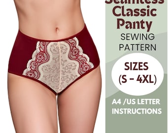 Classic Panty Sewing Pattern | High Waist Underwear PDF | No Visible Seams | DIY Lingerie Pattern | Sizes S-4XL