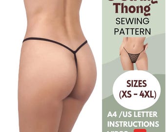 Minimalist G-String Thong Sewing Pattern – XS to 4 XL | Include Instructions and video