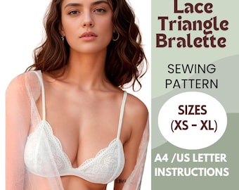 Triangle Bralette Pattern Sewing Pattern PDF | Beginner Lingerie | DIY Lingerie Pattern | Easy Lingerie Sewing | Include Instructions