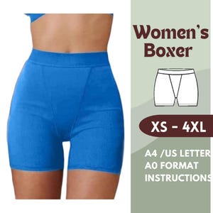 Padrão de costura para cuecas boxer com controle de barriga | Roupa íntima pdf cintura alta | Painel Frontal Duplo | Shorts DIY Feminino XS-4XL | A4, Carta EUA, A0