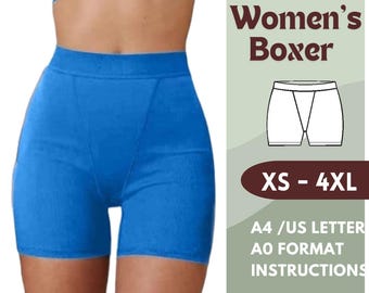 Tummy Control Boxer Shorts Sewing Pattern | High Waist pdf Underwear | Double Front Panel | Women’s DIY Shorts XS-4XL | A4, US Letter, A0