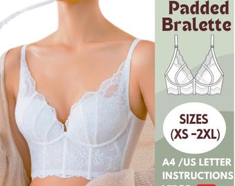 Lace bralette sewing pattern| bra sewing pattern| sizes (30- 40) | include instructions guide