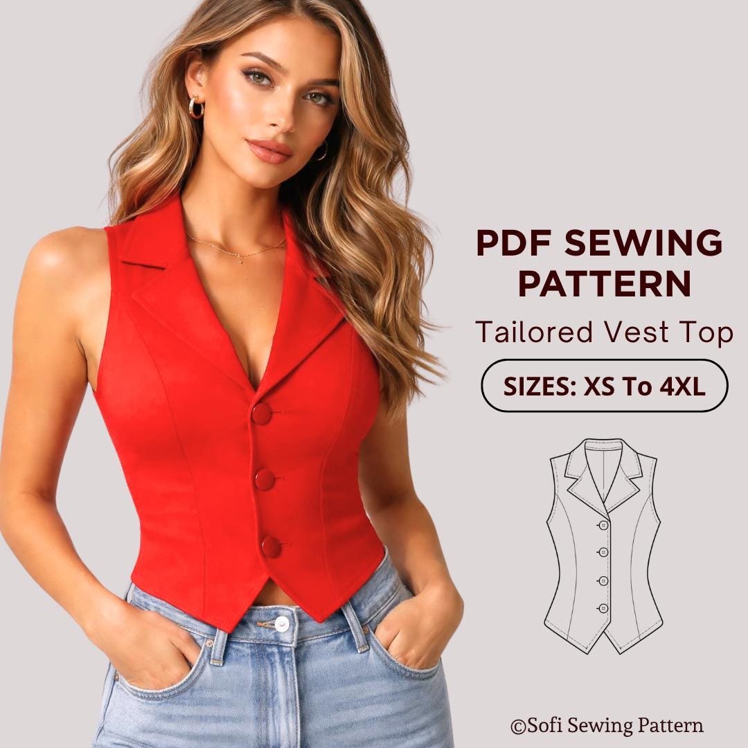 Women’s Tailored Vest Sewing Pattern XS–4XL | Fitted Waistcoat PDF ...