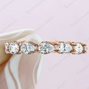Pear Shape Full Eternity Diamond Band 14k Solid Gold / Stackable Ring/ Diamond Anniversary Band / Diamond Wedding Ring Ferkos Fine Jewelry