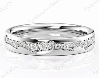 Round Moissanite Eternity Band, 14K White Gold Wedding Ring